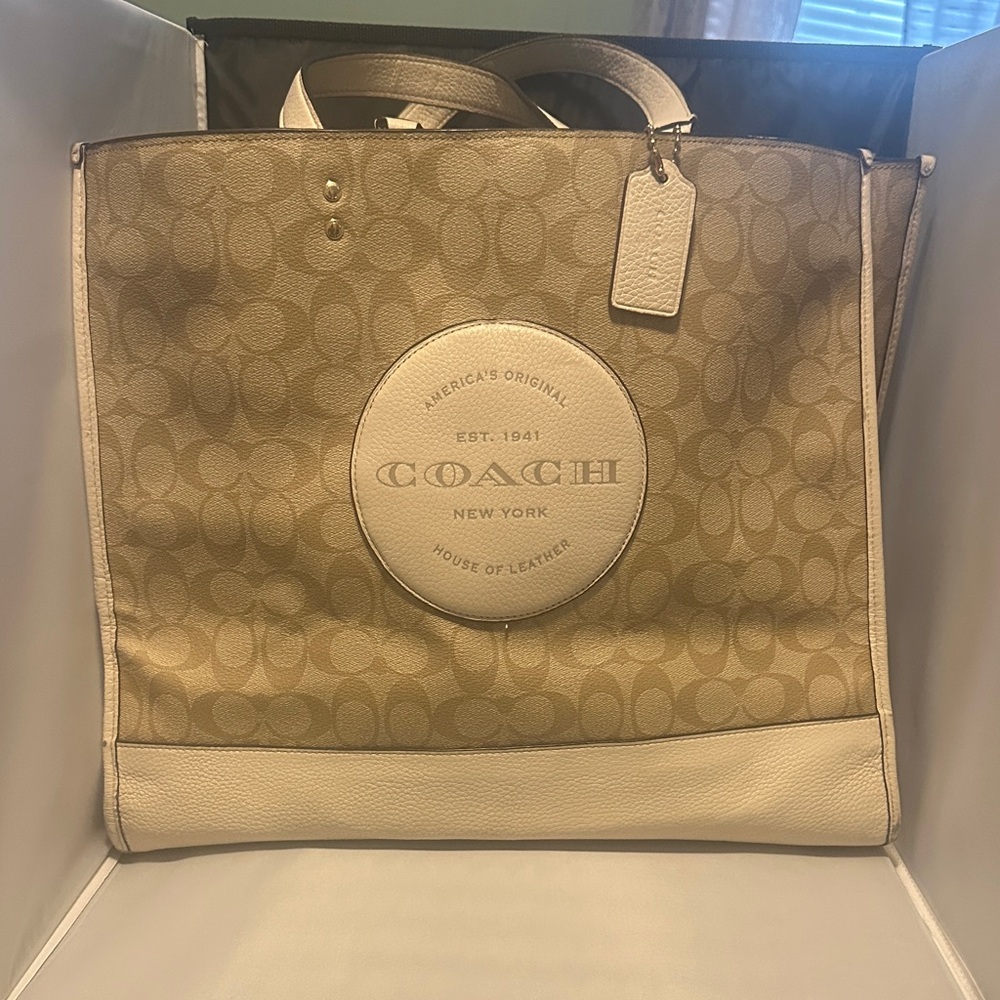 Coach Beige and Cream Signature Tote